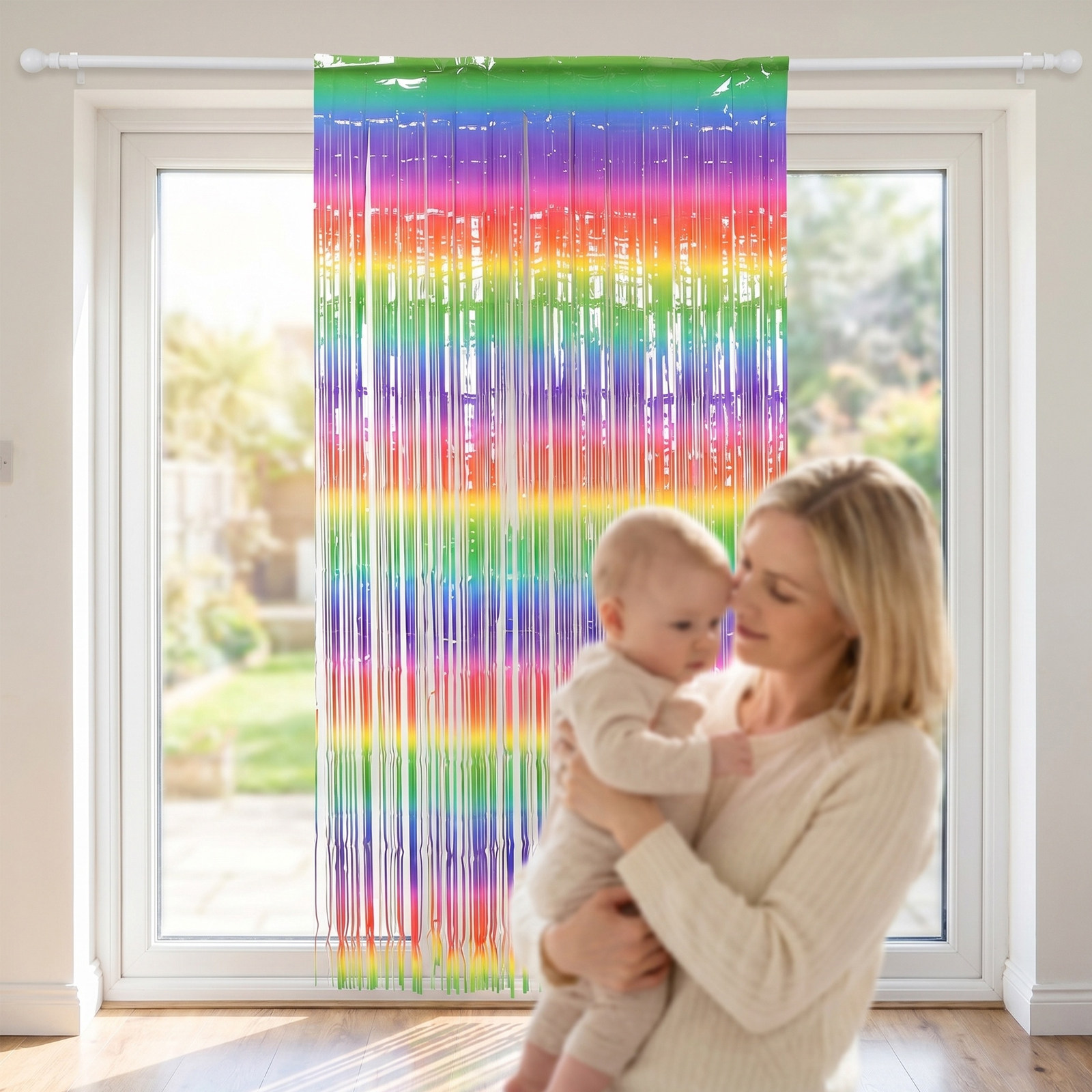 2Pcs Rainbow Foil Curtain Phot - Photography Day review and price