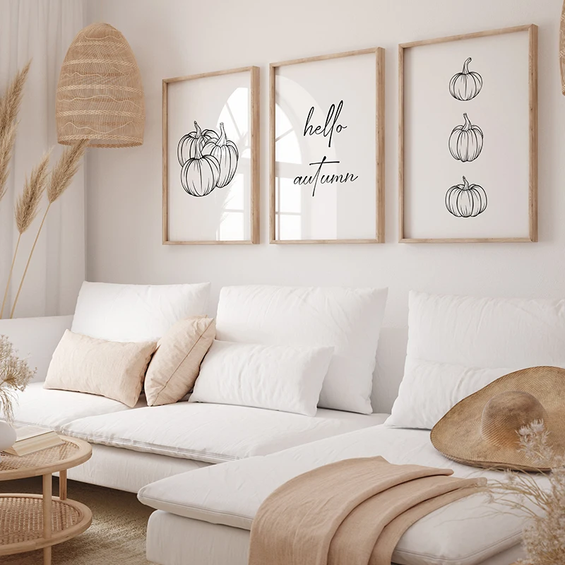 Set of 3 Pumpkin Minimalism Bl - Photography Black And White review and price