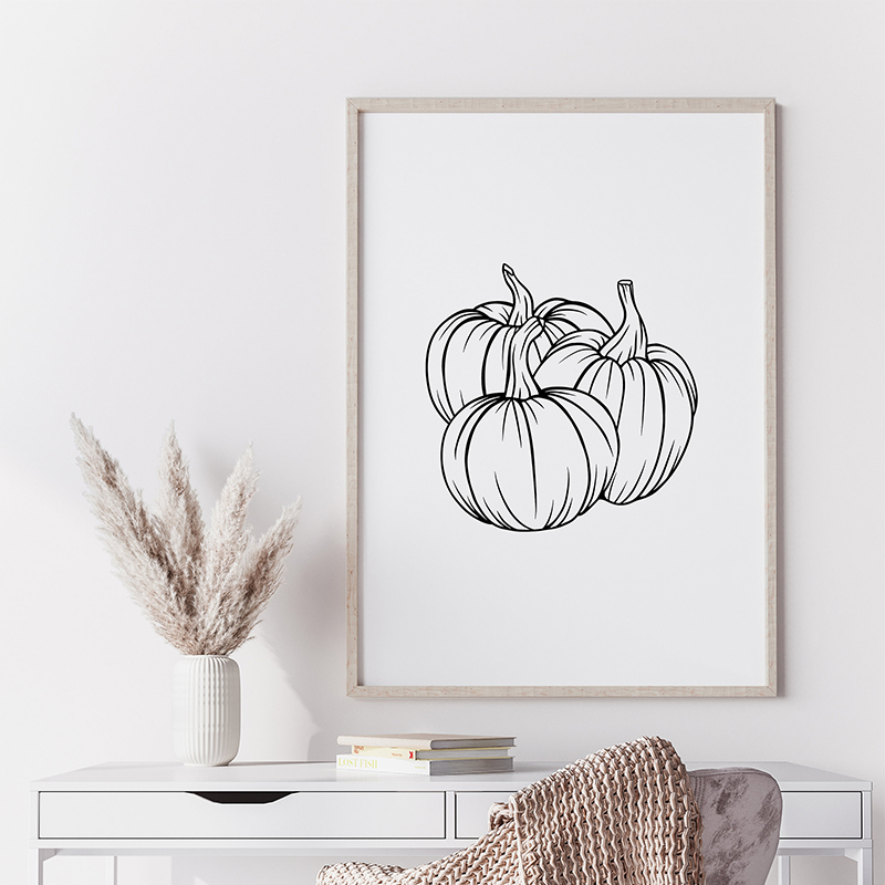Set of 3 Pumpkin Minimalism Bl - Photography Black And White review and price